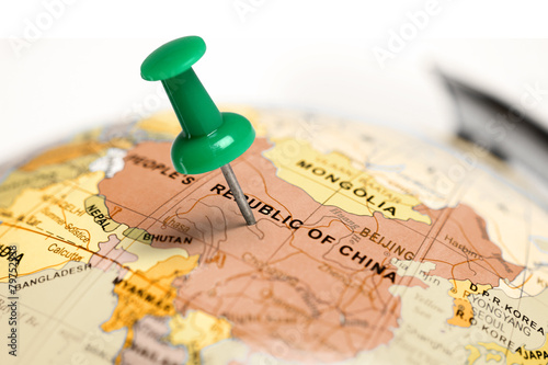 Photo Location China. Green pin on the map.