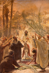 Paint of entry of Jesus in Jerusalem (Palm Sanday).