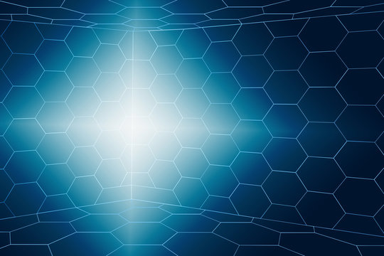 3D Raum Hexagons blau cyan