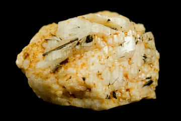 Pale albite feldspar crystal
