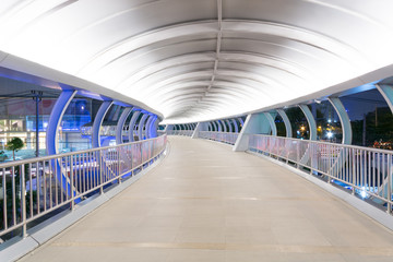 Night scene of beautiful lighting overpass road crossing bridge