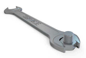 Poster - Wrench and bolt with nut