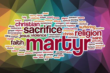Martyr word cloud with abstract background