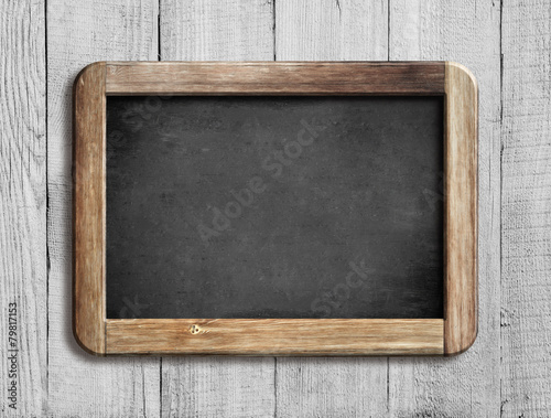 Fotografie, Obraz old chalkboard or blackboard on white wood