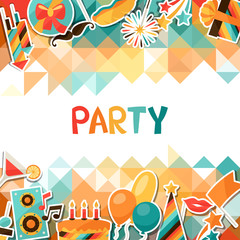 Wall Mural - Celebration background with party sticker icons and objects.