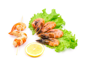 Poster - Boiled shrimps on plate.