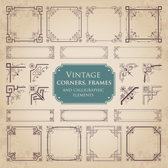 Wall Mural - Vintage corners, frames and calligraphic elements