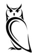 Owl. Vector black silhouette.