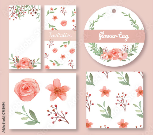 Flowers and leaves design set