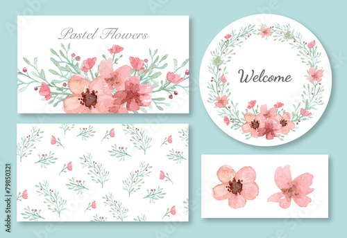 Flowers and leaves design set