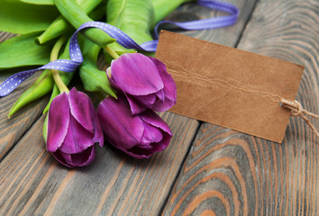 Poster - tulips with a card