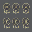 TOP golden hollow badges set wuth ribbons