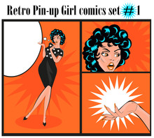 Retro Pin-up Girl Bannners Template Collection Cards Posters Vin