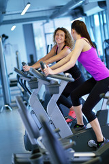 Wall Mural - Group of people running on treadmills