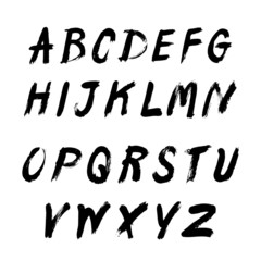 Alphabet written with a brush on a white background