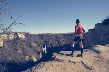 Wall Mural - healthy trail run on the hills