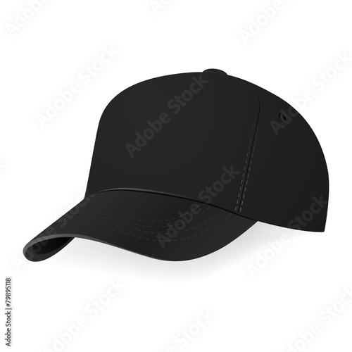 Fotografia Vector illustration of black baseball cap in a half-turn