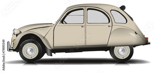 Cuadros en Lienzo Voiture Vintage Creme Version 2 fenetre fermer