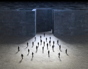 Wall Mural - tiny people walking out of a maze