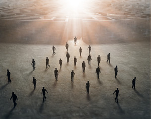 Wall Mural - tiny people walking out of a maze