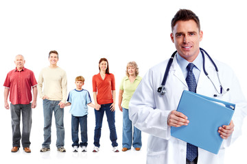 Poster - Medical family doctor and patients.