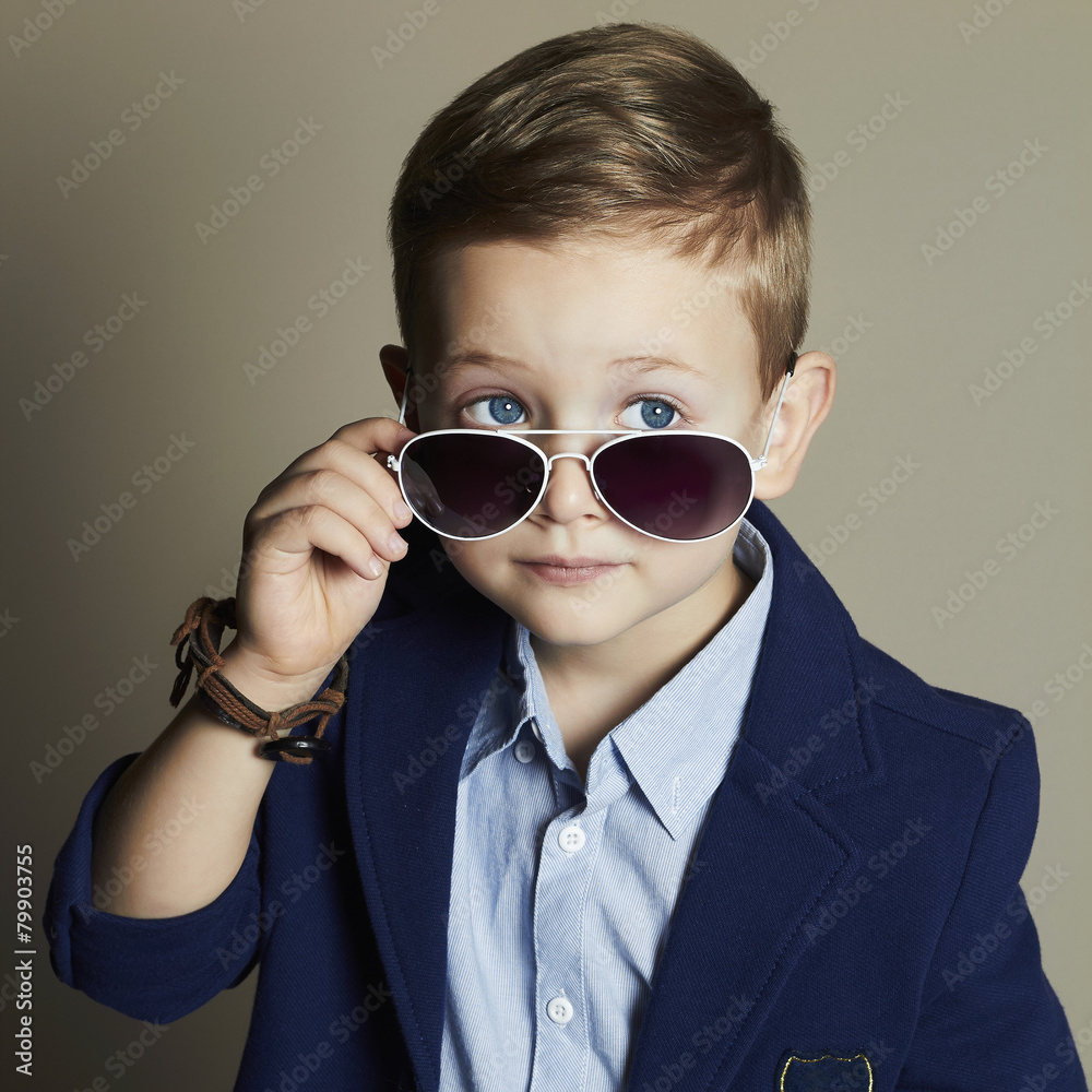 Kid with sunglasses stock photo on sale