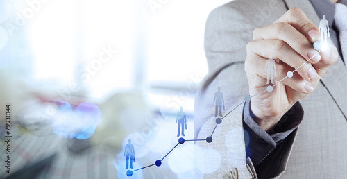Fotografie, Obraz hand choosing people icon as human resources concept