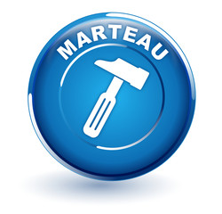 Sticker - marteau sur bouton bleu