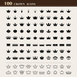 100 basic Crown icons set