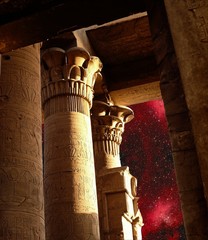 Wall Mural - columns of the sobek temple in kom-ombo and eagle nebula (elemen