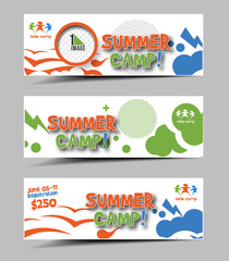 summer camp web banner, header layout template.
