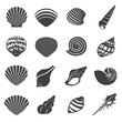 Sea Shell Flat Mono Icons Set