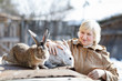 woman and rabbits