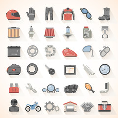 Motorcycle gear and accessories icons