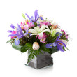 Flower arrangement made of Lily, Tulip, Iris and Freesia flowers