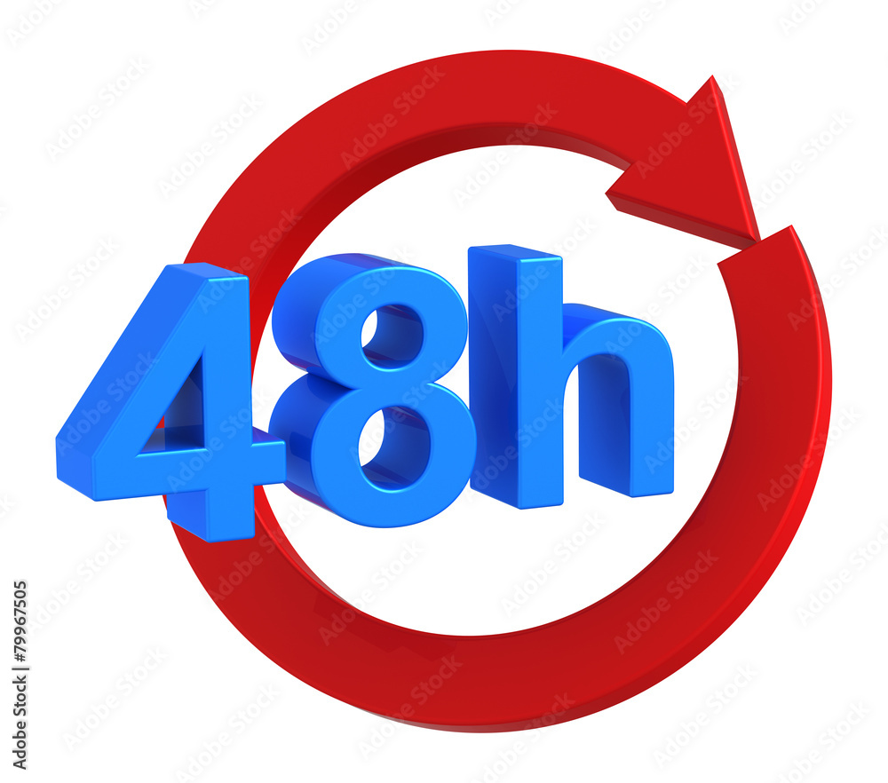 48 hours delivery sign. Computer generated 3D photo rendering. Stock ...