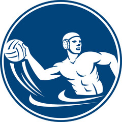 Wall Mural - Water Polo Player Throw Ball Circle Icon