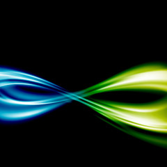 Wall Mural - Blue to green fusion swoosh line infinity symbol