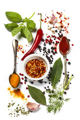 Wall Mural - Herbs and spices selection
