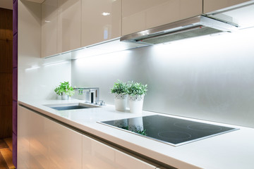 Wall Mural - Modern kitchen with induction hob