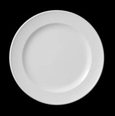 white plate on black