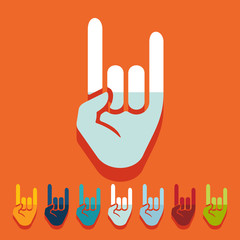 Aufkleber - flat design: rock hand gesture