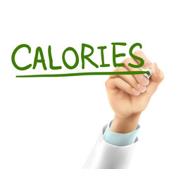 Wall Mural - doctor writing calories word