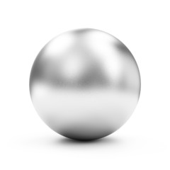 Shiny Big Silver Sphere or Button isolated on white background