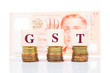 © ThamKC - GST concept with stack of coin and Singapore Dollar as backdrop