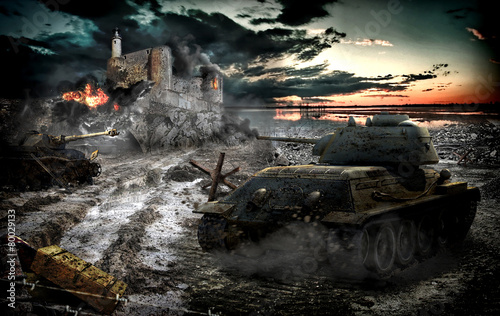 Plakat Czołg  atak-czolgow-przejety-obszar