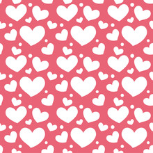 White Heart Pattern On Red Background