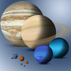Wall Mural - planets of solar system full size comparison