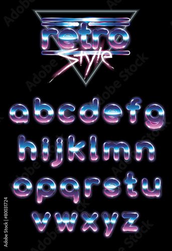 Poster Shiny gradient retro 80s alphabet vector letters