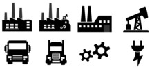 Industrie, Usine Et Transport En 8 Icônes